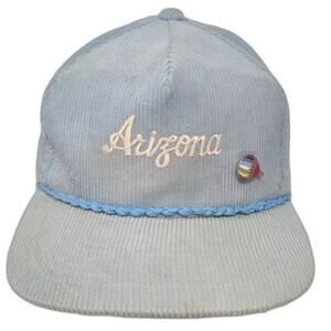 Moja Arizona Script Corduroy Rope Baseball Cap Blue White OSFM Hot Air Balloon